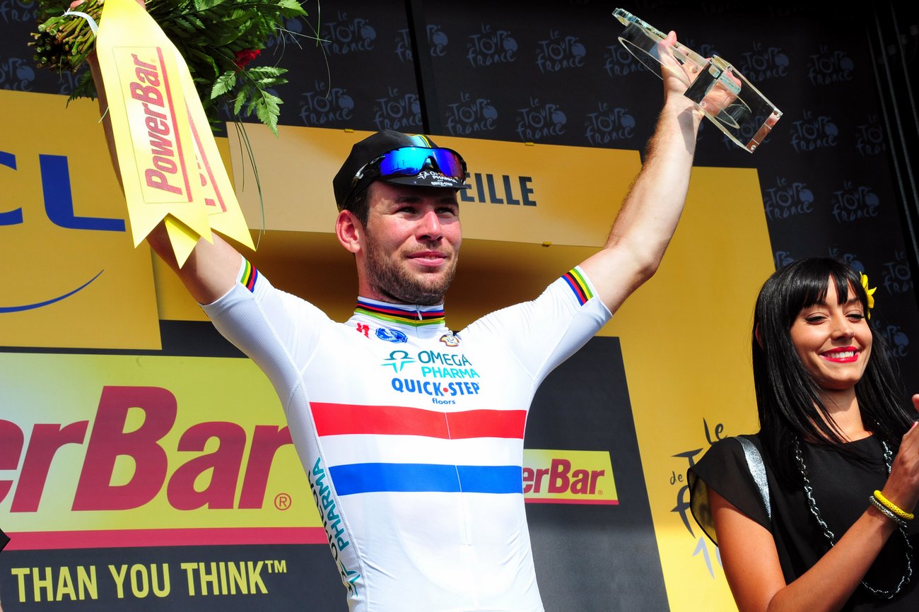 Mark Cavendish, podium, Tour de France, stage five, 2013, Marseille, Cagnes-sur-Mer