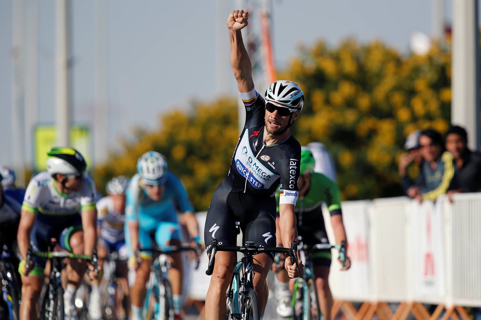 Cycling: 13th Tour of Qatar 2014 / Stage 4, Tom Boonen, pic: Tm de Waele/OPQS, sprint, salute