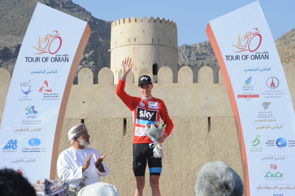Chris Froome, Tour of Oman 2014, stage five, red jersey, pic: ©ASO/Bruno Bade