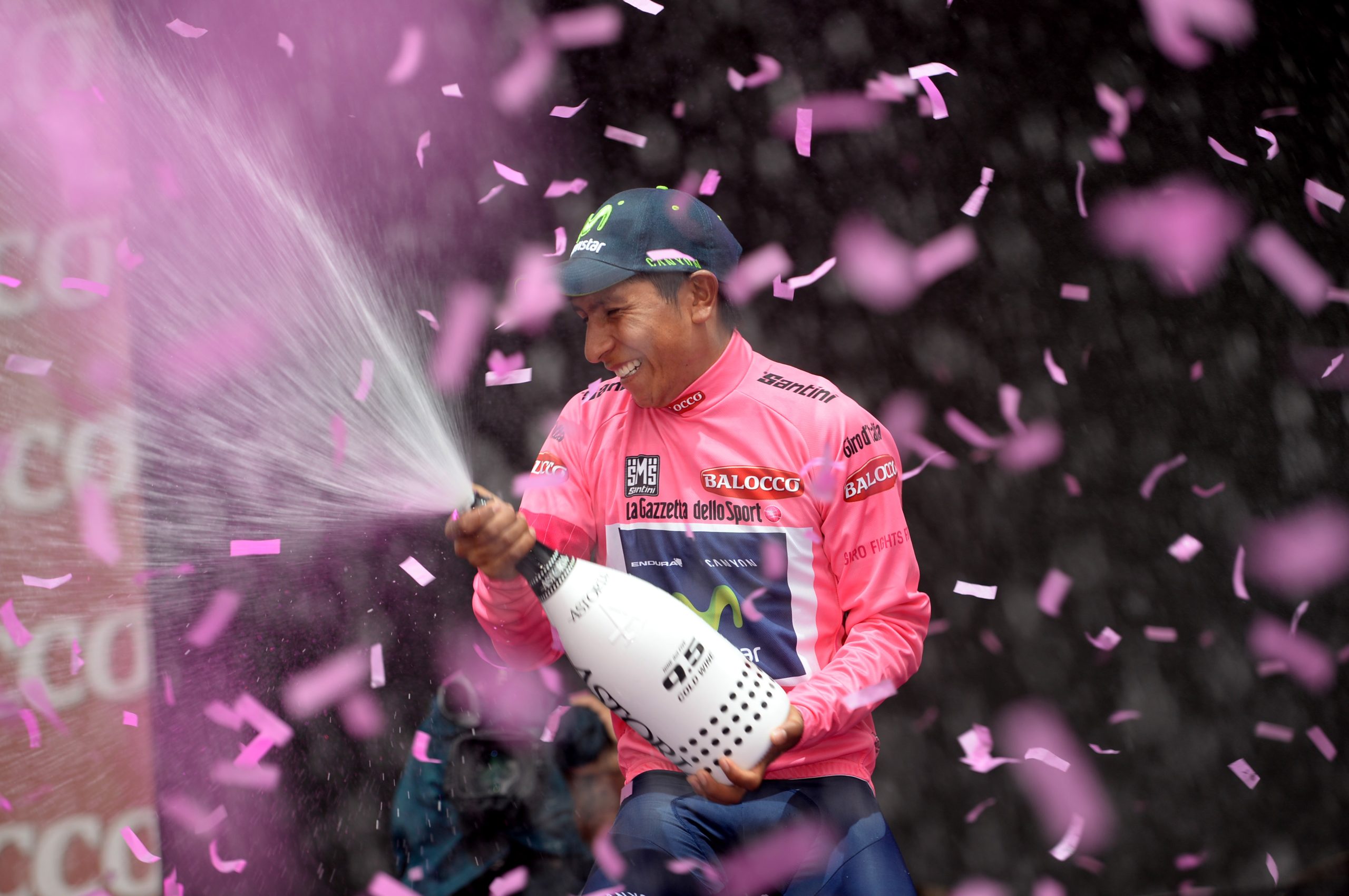 Nairo Quintana, podium, pink jersey, Movistar, Giro d