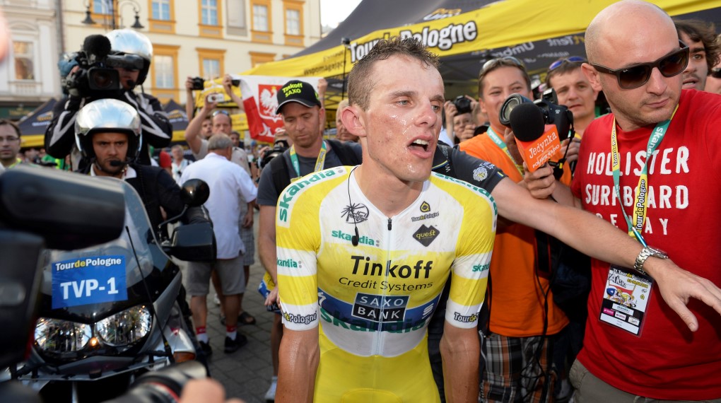 Rafal Majka, Tinkoff-Saxo, yellow jersey, Tour of Poland, stage seven, time trial, 2014, pic: Sirotti