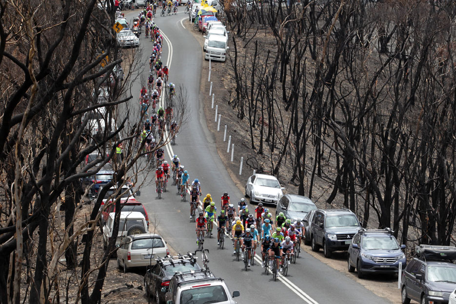 Tour Down Under, stage one, bush fire, pic: Tour Down Under