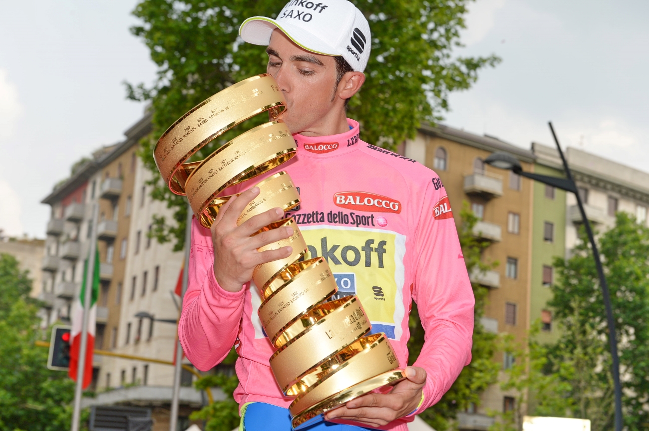 Alberto Contador, pink jersey, maglia rosa, senza fine, Tinkoff-Saxo, Giro d