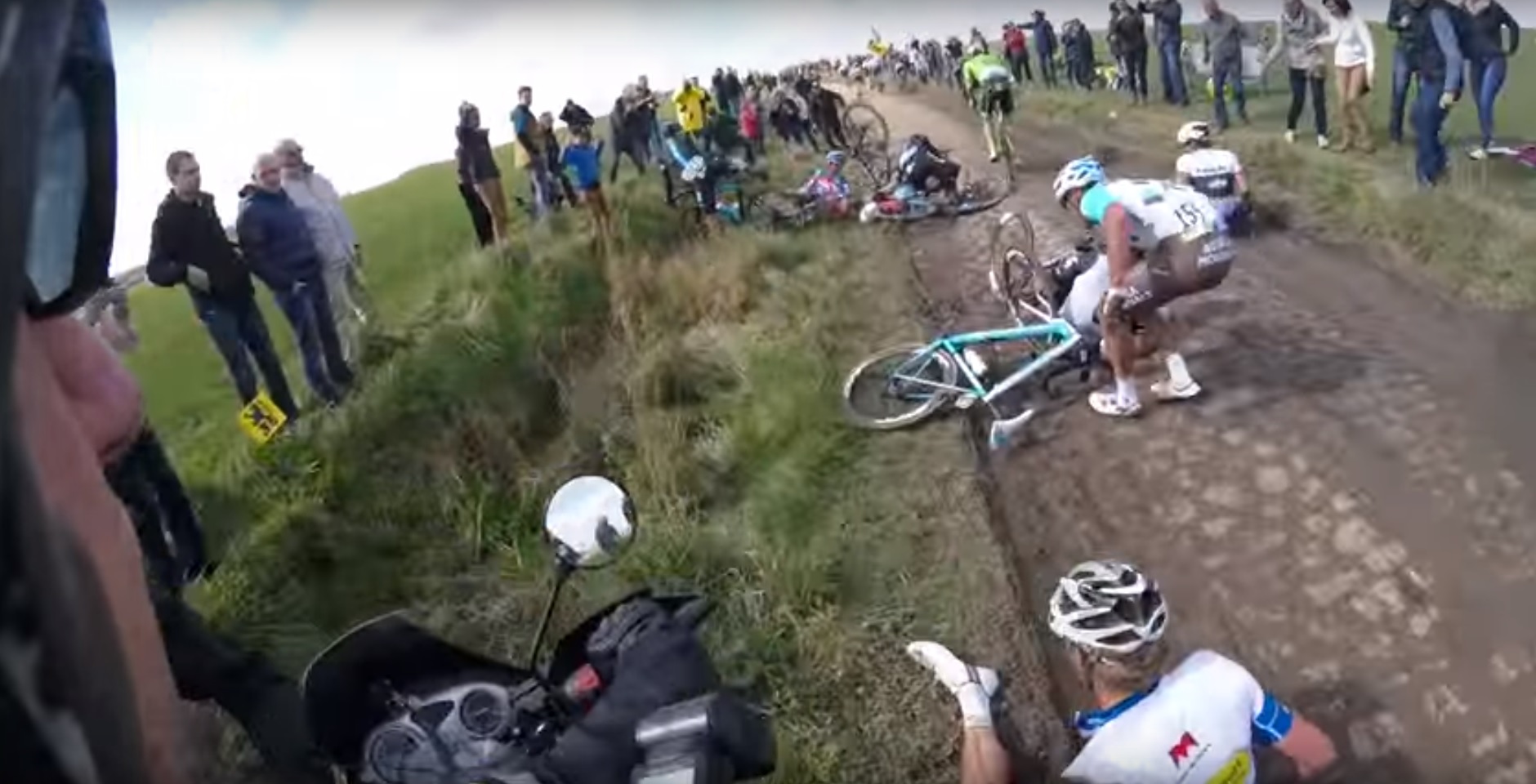 Paris-Roubaix, on-bike footage, screenshot, pic - Velon, via Youtube